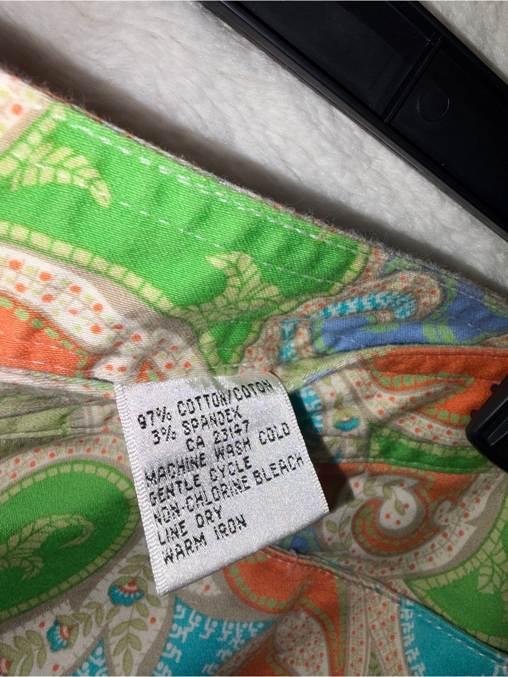 Talbots Paisley Pull-On Pants in Green, Blue & Orange - Picture 6 of 6